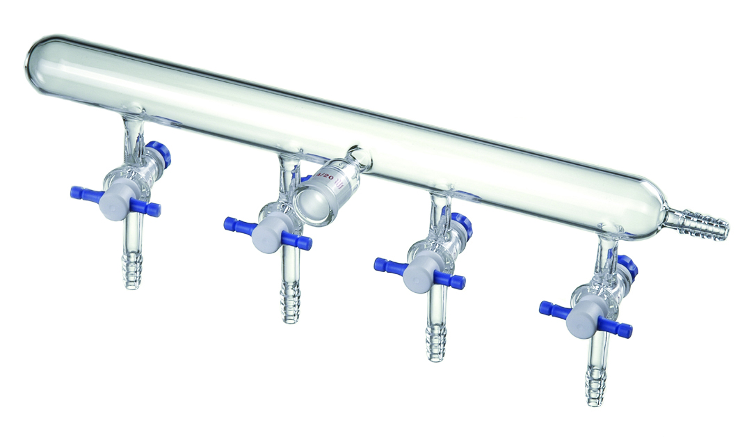 Single Schlenk line manifold with PTFE stopcocks