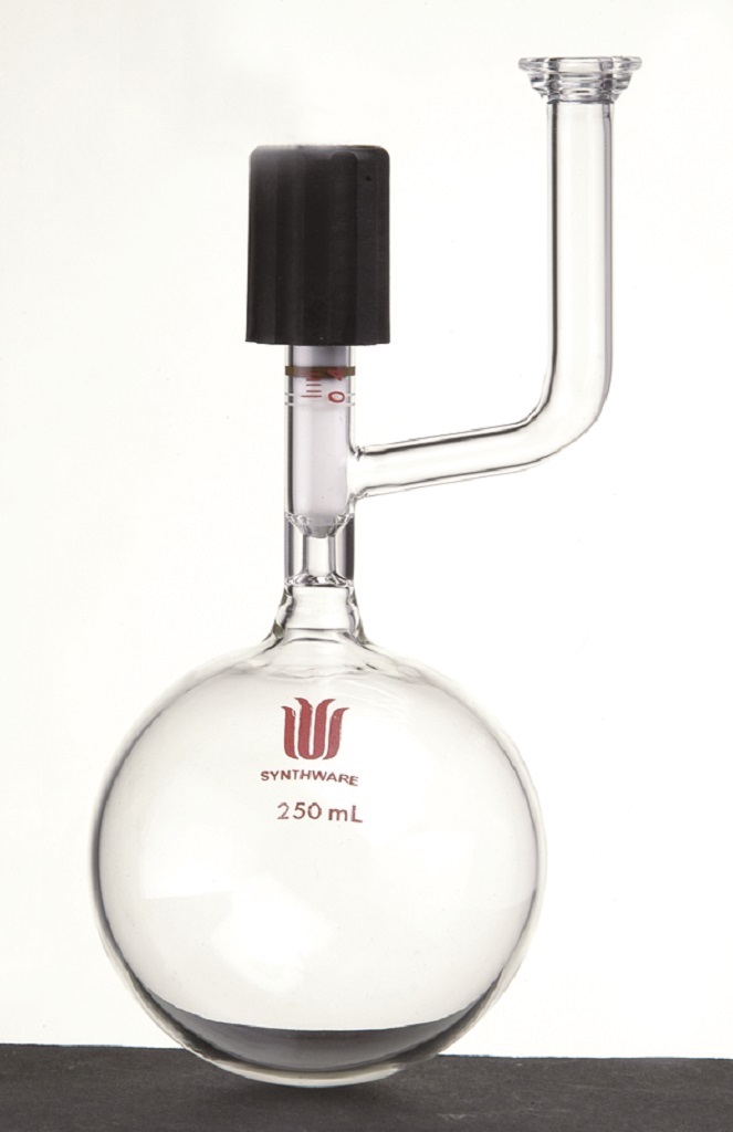 Schlenk storage flask with vacuum valve and O-ring joint